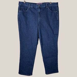 Gloria Vanderbilt Amanda High Rise Tapered Jeans Indigo Blue 18W Short Plus Size
